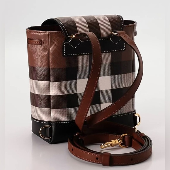 ❌SOLD❤️Burberry NWT Micro Check Leather Backpack - Picture 9 of 11